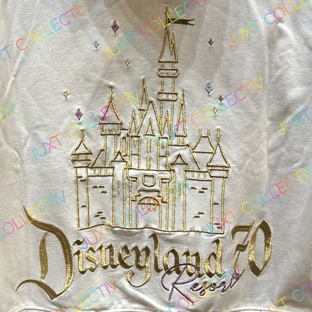 Disney Parks Disneyland 70th Anniversary Celebration Gold Castle Zip Up Hoodie - Picture 4 of 6